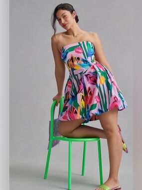 Hutch Lavender Garden Tulip Floral Tube Mini Dress